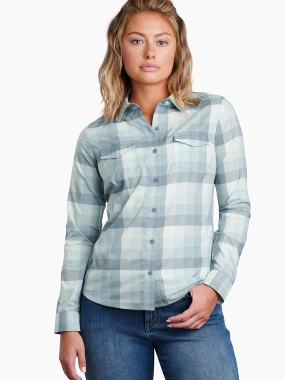 KUHL Kamp Long Sleeve Button Down size Small in Soft Jade